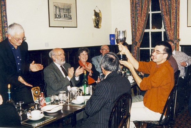 1cqt cup present.jpg - Peter D presenting the St Georges Cup to Roger T - '99